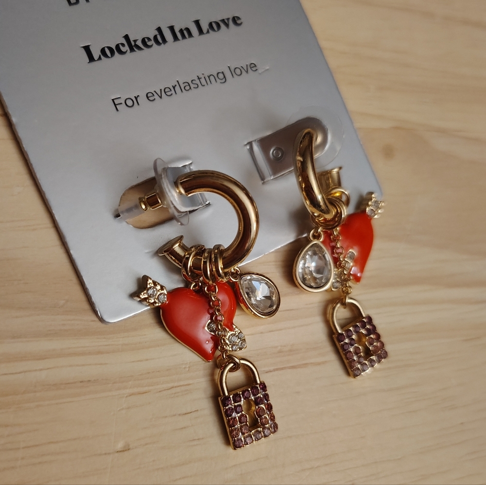 Sugarfix Baublebar Valentine Locked In Love Charm Dangle Gold Y2K Earrings
